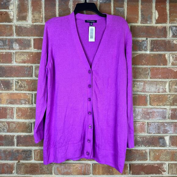 Chadwicks of Boston Purple Long Button-up Y2K Cardigan - Size 1X - Picture 1 of 7